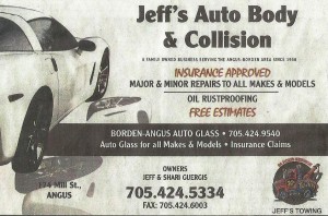 Jeff's Auto Body & Collision older business card 